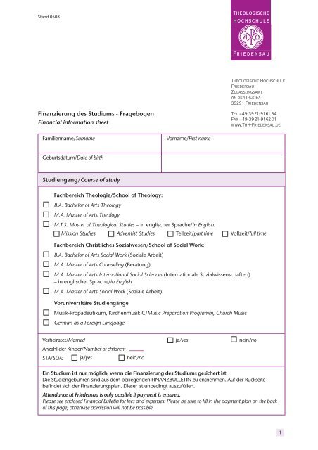 Studienfinanzierung Fragebogen - Studieren in Sachsen-Anhalt