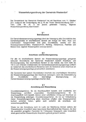 Wasserleitungsordnung (535 KB) - .PDF - Gemeinde Westendorf