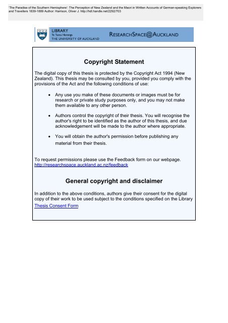 General copyright and disclaimer - ResearchSpace@Auckland ...