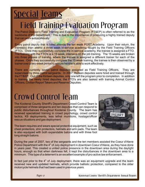 2007 ANNUAL REPORT Part 1.cdr - Kootenai County Sheriff Office