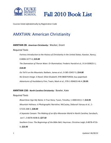 AMXTIAN: American Christianity - Duke Divinity School