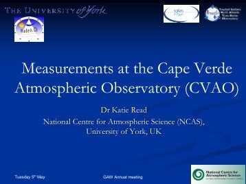 Measurements at the Cape Verde Atmospheric Observatory ... - WMO