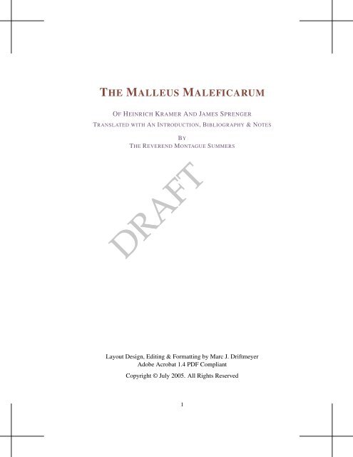 The Malleus Maleficarum