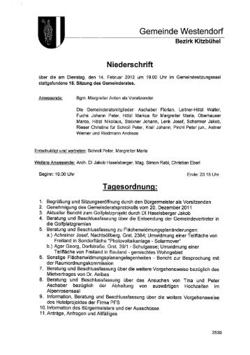 18. Protokoll Gr-Sitzung (1,06 MB) - .PDF - Gemeinde Westendorf