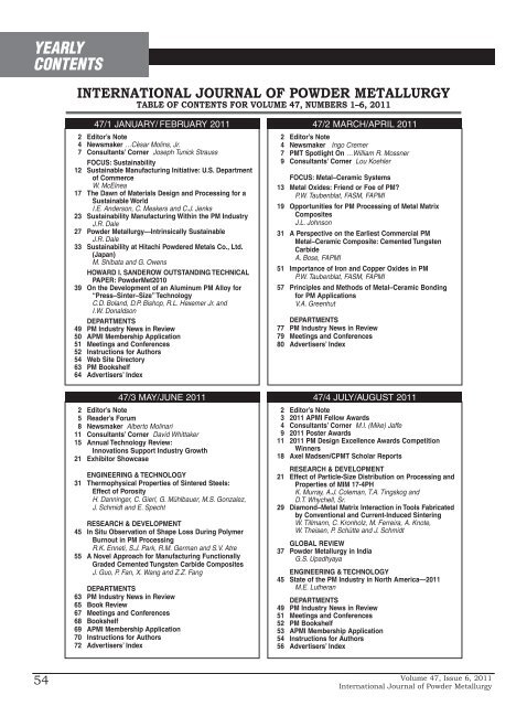 Journal Index 2011 - MPIF