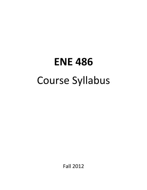 ENE 486 Course Syllabus - Civil and Environmental Engineering