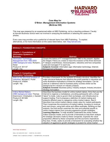 Case Map for O'Brien: Management Information Systems - Harvard ...