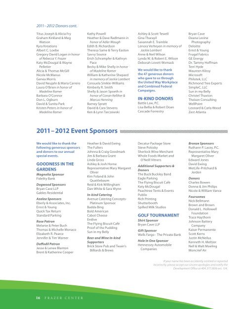 Annual Report 2011-2012 - Frazer Center