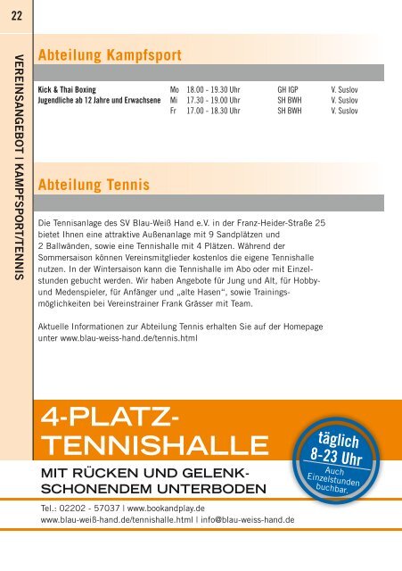 Kurs- programm - SV Blau-Weiß Hand