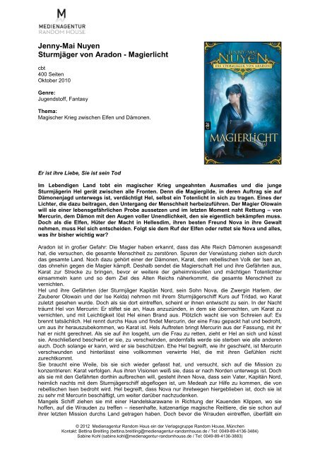 Filmstoffe Jugendbuch (5,1 MB) - Medienagentur Random House