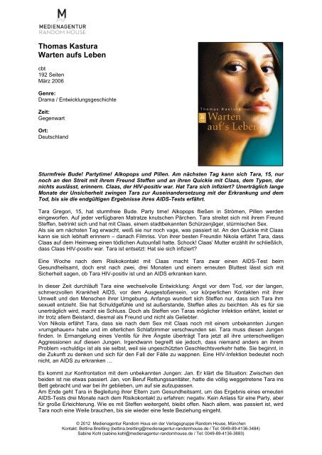 Filmstoffe Jugendbuch (5,1 MB) - Medienagentur Random House