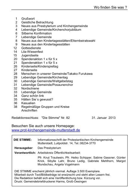 Die Stimme 81 - Protestantische Kirchengemeinde Mutterstadt