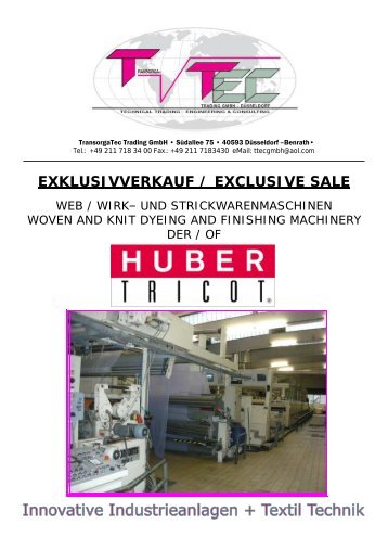 exklusivverkauf / exclusive sale - TransorgaTec Trading GmbH