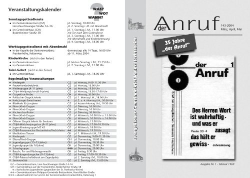 anruf - Evangelische Kirchengemeinde Mainz-Hechtsheim