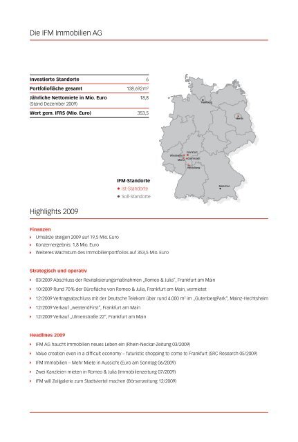 Geschäftsbericht 2009 - IFM Immobilien AG