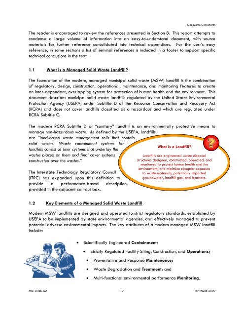 AREA A/B ENGINEERING REPORT - Waste Management