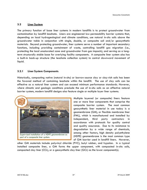 AREA A/B ENGINEERING REPORT - Waste Management