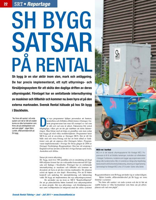 “SH Bygg satsar på rental” - Svensk Rental