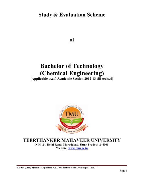 Chemical Engineering - Teerthanker Mahaveer University