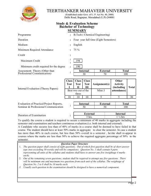 Chemical Engineering - Teerthanker Mahaveer University