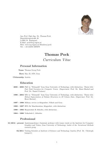 Thomas Pock Curriculum Vitae - Graz University of Technology