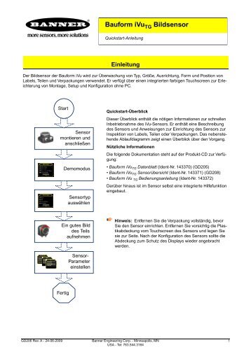 iVu Series TG - Quick Start Guide - German - Banner Engineering