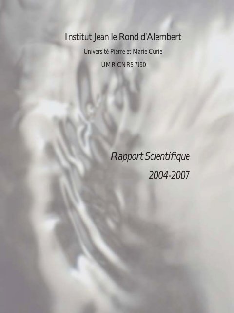Rapport Scientifique 2004 2007 Institut Jean Le Rond D