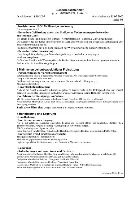 technisches merkblatt - SCA Chemie & Dienstleistung GbR - T-Online