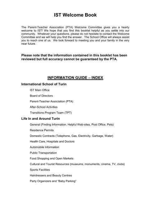 Ist Welcome Book 2012 2013 Revised July 2 The International