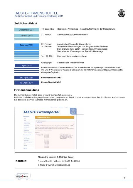 Informationen über das IAESTE FirmenShuttle 2011