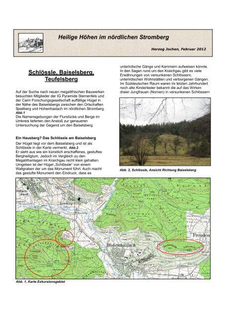 Heilige Höhen im nördlichen Stromberg Schlössle ... - Si nosse vis