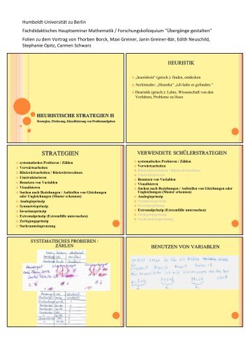 Heuristische Strategien II - Mathematik und ihre Didaktik - Humboldt ...