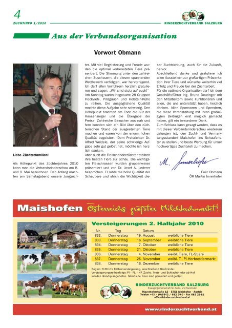 Zuchtinfo 1/2010 - Rinderzuchtverband Salzburg