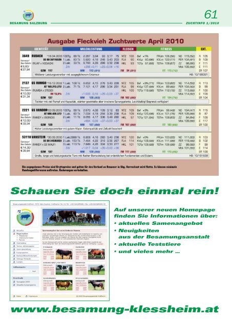 Zuchtinfo 1/2010 - Rinderzuchtverband Salzburg