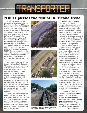 NJDOT Passes The Test Of Hurricane Irene - dotra