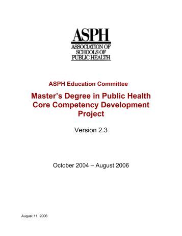 Master39;s Degree in Public Health Core Competency Development Master39;s Degree in Public Health Core Competency Development