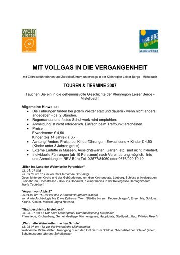 MIT VOLLGAS - Kleinregion Leiser Berge - Mistelbach