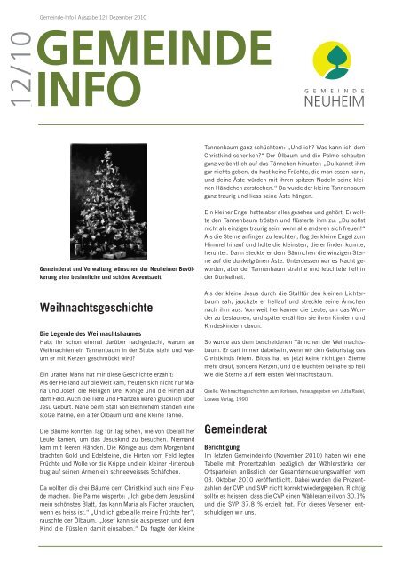 Weihnachtsgeschichte Gemeinderat - Gemeinde Neuheim