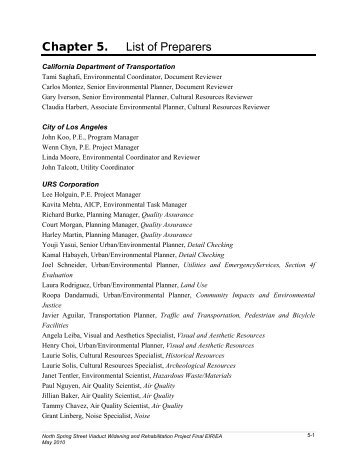 Chapter 5. List of Preparers - eng.lacity.org - City of Los Angeles