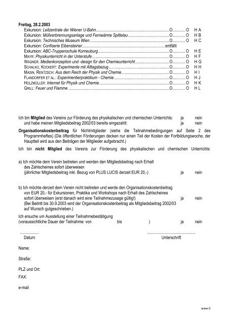 ANMELDUNG (bitte ausfüllen und als Brief an umseitige Anschrift ...