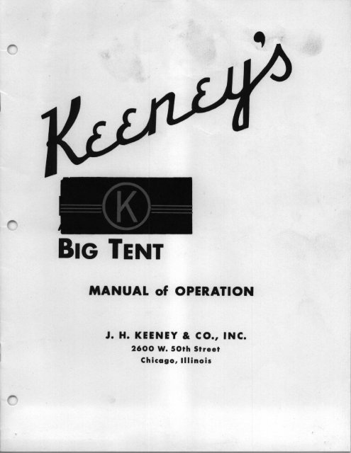 Keeney Big Tent Manual