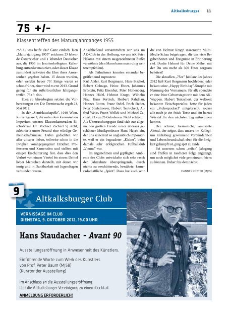 im Altkalksburger Club - Kollegium Kalksburg