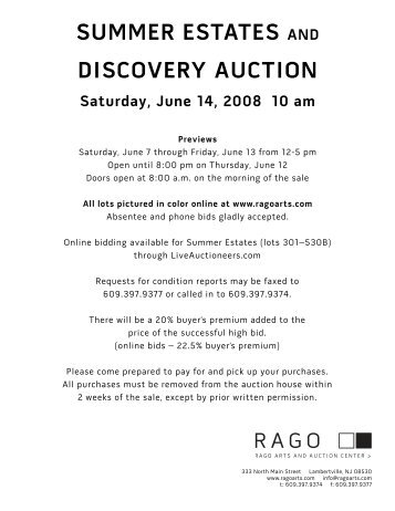 Summer Estates - Rago Arts and Auction Center