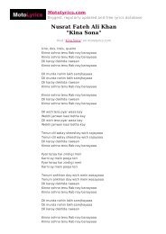 Nusrat Fateh Ali Khan - Kina Sona - lyrics
