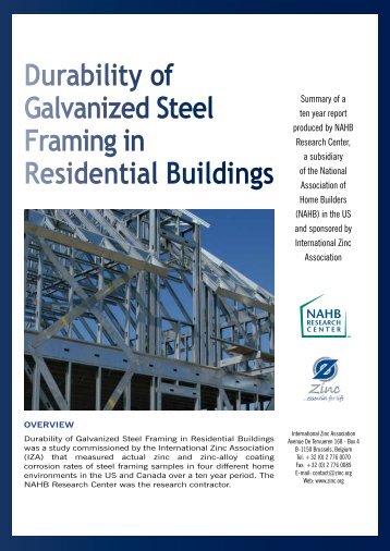 Durability of Galvanized Steel Framing in Residential Buildings