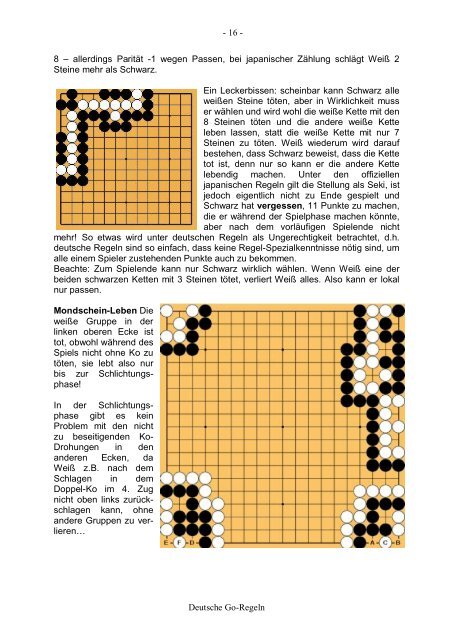 Deutsche Go-Regeln (ein Vorschlag) Die vier allgemeinen Regeln ...