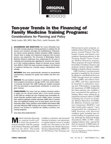 Ten-year Trends in the Financing of Family Medicine ... - STFM