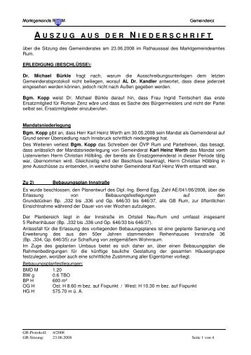 Gemeinderatssitzung (44 KB) - .PDF - Marktgemeinde Rum - Land ...