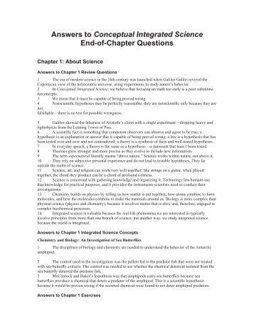 Answers to Conceptual Integrated Science End-of-Chapter Questions