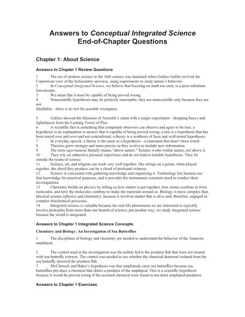 Answers To Conceptual Integrated Science End Of Chapter Questions